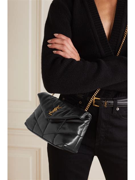 ysl puffer bag black|quilted puffer shoulder bag.